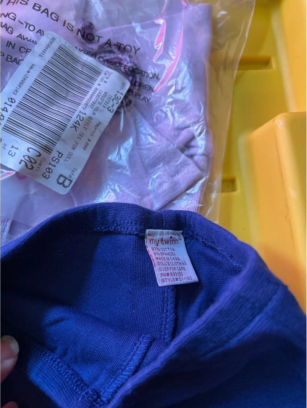 My Twin dolls Clothing Set Purple and Denim Overalls Size 3
